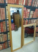 Two pine framed mirrors