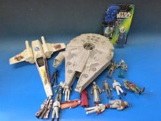 A collection of Star Wars LFL figures together with Star Wars vehicles and a figure 'Bib Fortuna'