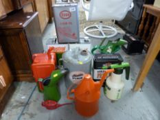 A quantity of decorative cans and jugs to include Agricastrol,