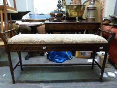 A 19th/20thC upholstered mahogany window seat