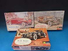 Three Monogram model kits, Rolls Royce Phantom II Henley Convertible PC109.