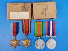 A group of four WW2 medals awarded to L Stevens 1665845 of the RAF, comprising 1939-45 Star,