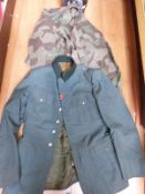 A quantity of military display items including replica Nazi flag, SS pennant, uniform,