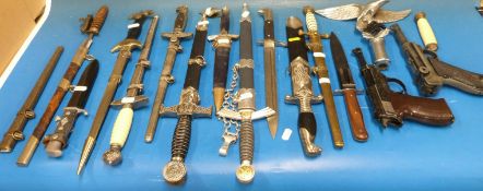 Twelve replica mainly Nazi German daggers etc to include Luftwaffe, SA and others,