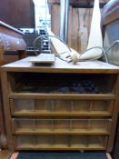 A light oak vintage Perivale sewing silks sales drawer unit (width 36cm)