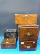 A pair of stationery boxes, a metal box,