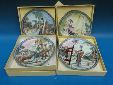 Four boxed artisan painted plates by 'Master Artisan Zhao Huimin'