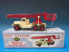 Dinky Supertoys diecast model commercial servicing platform vehicle in red/yellow livery, 977,