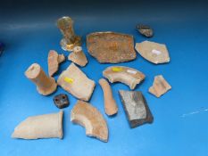 A quantity of ancient Greek and Egyptian glass and pottery fragments,
