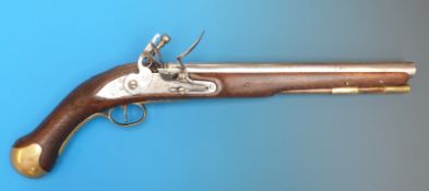 A 1743 Tower flintlock sea service pistol with belt clip GB and crown cypher,