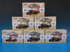 Six Corgi diecast model Thornycroft buses from the Public Transport range,