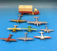 A collection of Dinky Meccano planes and a Scammell 'Scarab'