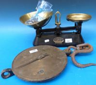 A pair of Salter No 20 T scales to weigh 200lbs and a pair of Viking kitchen scales,