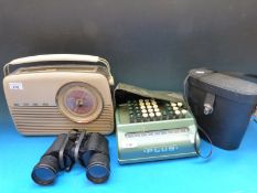 A Bush vintage portable transistor radio together with a 
