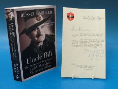 A signed letter from Field Marshal Viscount Slim to Brigadier T.