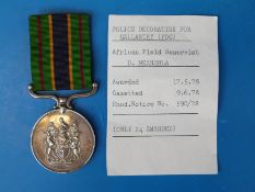 A rare Rhodesian Police Medal for Gallantry (one of 24 awarded) to African Field Reservist D.