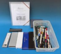 A collection of pens including Waterman,