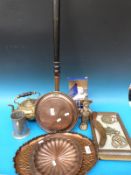 A copper warming pan,