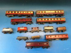 A collection of Hornby Dublo 00 gauge carriages and wagons,