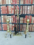 A brass mounted companion set on stand