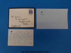 Handwritten letter signed by Princess Ileana following the death of her mother Princess Marie of