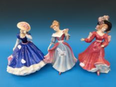 Three Royal Doulton special edition figurines including 'Amy' HN3216 1991,