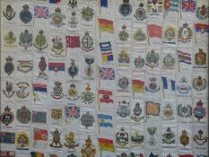 A framed collection of WW1 embroidered silks,