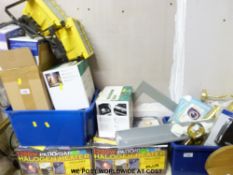 Boxed and unused floodlights and CCTV cameras,
