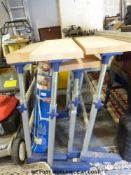 Four adjustable woodworking props/benches and two boxed Kinzo trestles