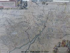 A 17thC framed map 'Gloucestria' (Gloucestershire and Monmouthshire) by Jan Jansson (size approx 41.
