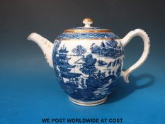 A Caughley teapot in the Pagoda pattern