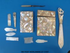 Two mother-of-pearl card cases,