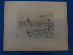 James McNeill Whistler etching The Punt (c1860) Image 12 x 16cm on larger sheet