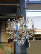 A five branch glass chandelier