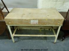 A large butcher's block on metal stand (l202 x d61 x h80cm)