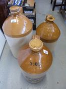 Three stoneware flagons to include G C King Bristol,