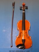 An Andreas Zeller cased violin, label inside Romania Stentor Music Co. Ltd (33.