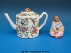 A 19thC famille rose Canton teapot (10cm tall),