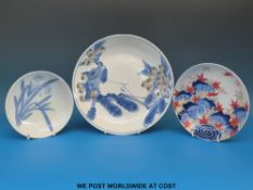 Three 19thC/20thC Japanese bowls and dishes (largest 24.