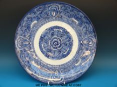 A Japanese blue and white charger with a six-character mark to the base (41cm diameter)