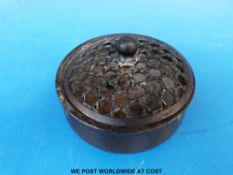 A Chinese gilt splash bronze censer with pierced cover and seal mark to base (8cm diameter)