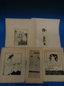 Aubrey Beardsley (1872-1898) Group of five early vellum prints including design for The Comedy of