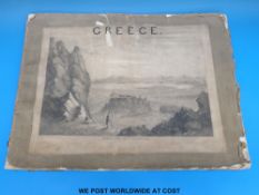 A large antique printed volume of Grecian history in a collection of annexed plates,