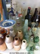 A quantity of bottles, Breweriana etc, including one with silver collar,