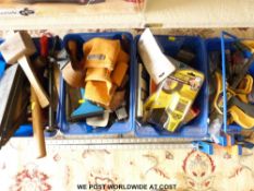 Four blue boxes of tools and DIY accessories,