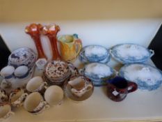 Two Alfred Meakin tureens and two smaller tureens with saucers, together with two part tea services,