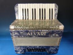A c1930 Alvari Italian 24 bass piano accordion in original case