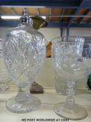 A large pedestal glass lamp base,