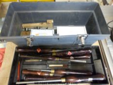 A set of eight Henry Taylor wood turning chisels, together with a boring chisel,