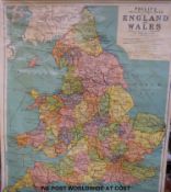 Philips Smaller School Room map of England and Wales, 122x93cm.